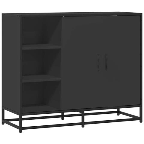 Credenza Nera 92x35x76 Cm In Legno Multistrato - Foto 1