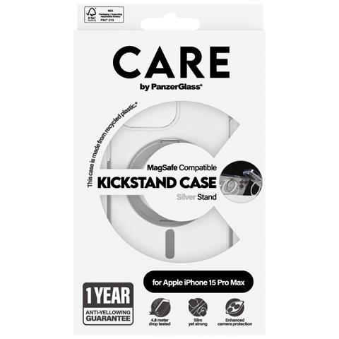 CARE Feature Case Transparent w. Silver Kickstand & MagSafe iPhone 15 Pro Max - Foto 4