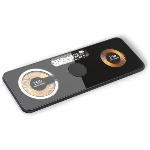 Dam Base Di Ricarica Wireless Da 15 W. Qi, Magsafe E Apple Watch. Tripla Base Di Ricarica. 20,8x0,6x7,3 Cm. Colore Nero - Foto 1