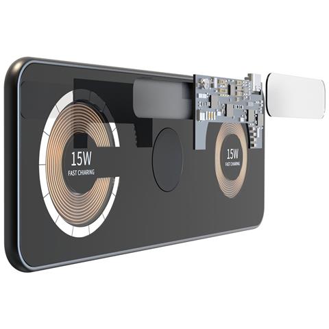 Dam Base Di Ricarica Wireless Da 15 W. Qi, Magsafe E Apple Watch. Tripla Base Di Ricarica. 20,8x0,6x7,3 Cm. Colore Nero - Foto 2