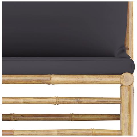 Lusso Casadino -  Set Salotto Da Giardino 5pz Con Cuscini Grigio Scuro Bambù - Foto 8