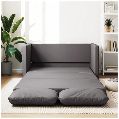Divano Letto da Terra 2 in 1 Grigio 112x174x55 cm Similpelle - Foto 2