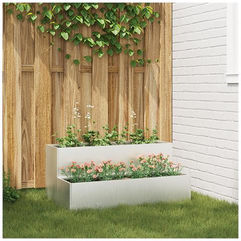 Fioriera da Giardino 2-Tier 100x60x45 cm Acciaio Inossidabile - Foto 2