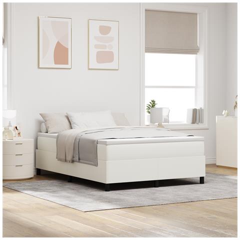 Letto Box Spring Crema 160x200 cm Tessuto a Cordura - Foto 2