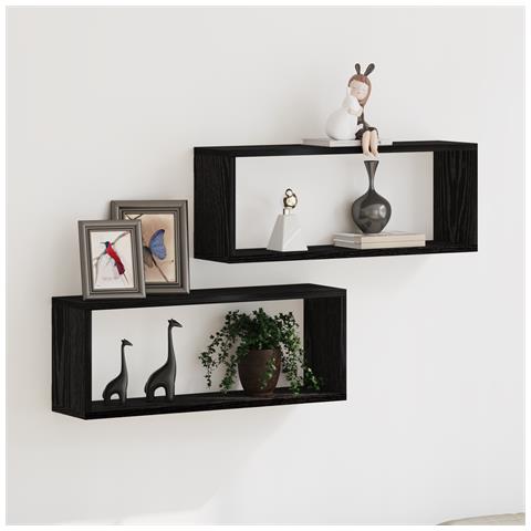 Scaffali  2 Pezzi Rovere Nero 60x15x23 cm Realizzato in Legno Ingegnerizzato - Foto 2