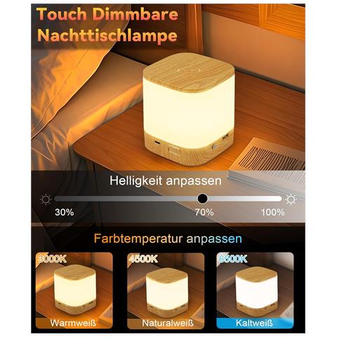 Lampada Da Tavolo A Led Touch Dimmerabile, Lampada Da Comodino Ricaricabile Tramite Usb - Foto 7