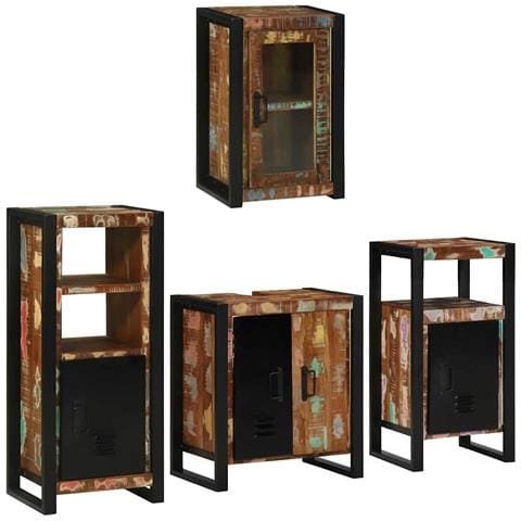 Set di mobili per il bagno 4 pcs Legno massello riciclato - Foto 1