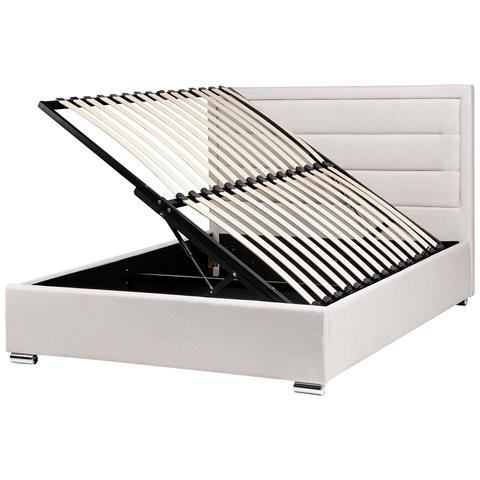 Letto Contenitore Tessuto Rouen 140 X 200 Cm Beige Chiaro - Foto 2