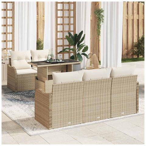 Set Divano da Giardino 6 pcs Beige 100 x 55 x 73 cm Poly Rattan - Foto 2