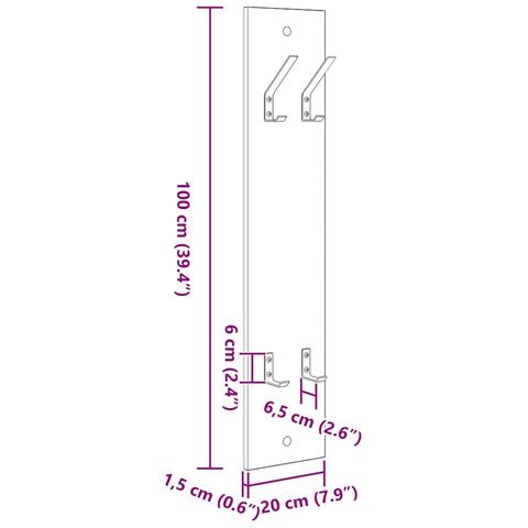Appendiabiti a muro Rovere nero 20 x 1.5 x 100 cm - Foto 9