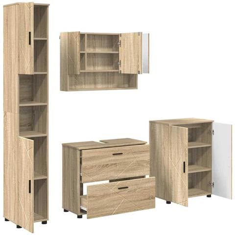 Set di mobili per il bagno 4 pcs rovere sonoma 30 x 35 x 192 cm - Foto 1