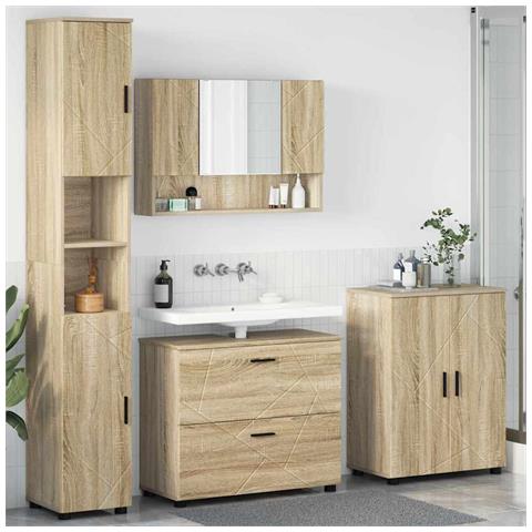 Set di mobili per il bagno 4 pcs rovere sonoma 30 x 35 x 192 cm - Foto 2
