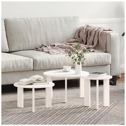 Tavolino da salotto 3 pcs Bianco 47.5 x 47.5 x 27 cm - Foto 2