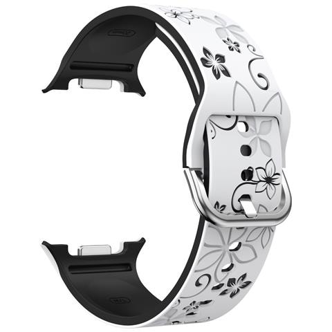 Cinturino In Silicone Bicolore Inciso Da 22 Mm Compatibile Con Samsung Galaxy Watch8 - Elegante E Confortevole White+black - Foto 2