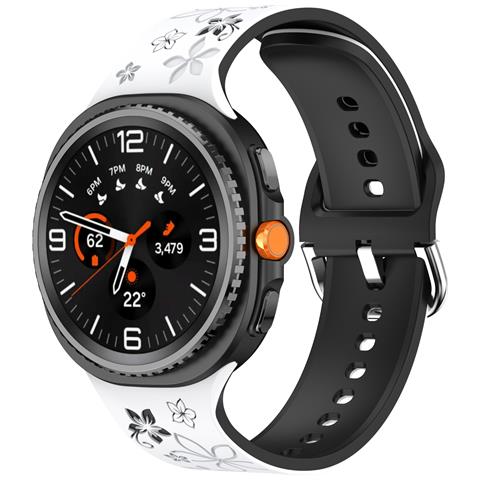 Cinturino In Silicone Bicolore Inciso Da 22 Mm Compatibile Con Samsung Galaxy Watch8 - Elegante E Confortevole White+black - Foto 6