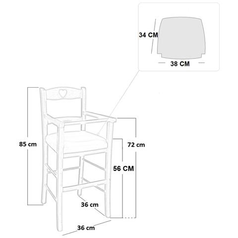 Seggiolone In Legno Color Naturale Con Seduta Imbottita In Similpelle Rosso - Foto 6