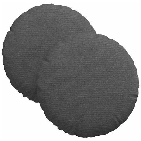 Cuscini per Seduta 2 pcs Grigio scuro Ø 30 cm Tessuto in Cords - Foto 1