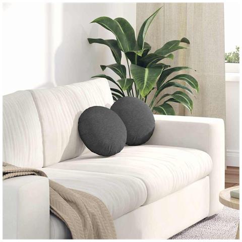 Cuscini per Seduta 2 pcs Grigio scuro Ø 30 cm Tessuto in Cords - Foto 2