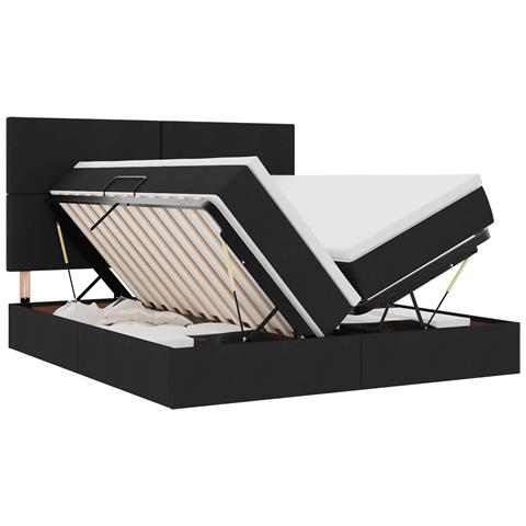 Letto con luci a strisce a LED Nero 180 x 200 cm Tessuto - Foto 1