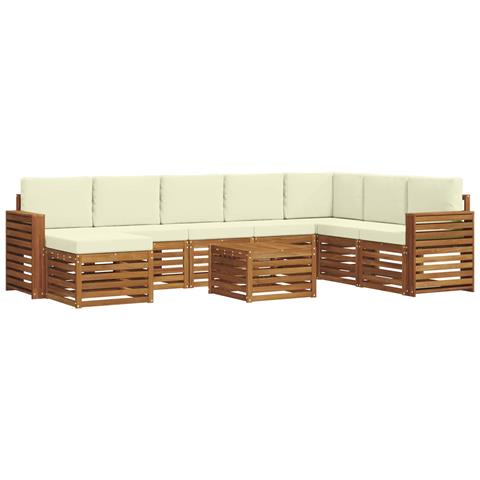 Set divani 9 pcs Naturale e Crema Legno di Acacia Massello - Foto 1
