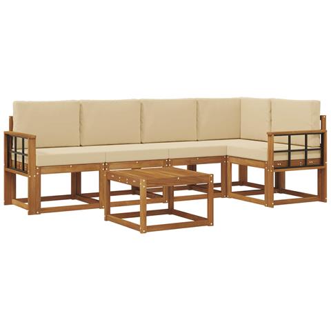 Set di divani con cuscino 6 pcs Naturale e Beige - Foto 1