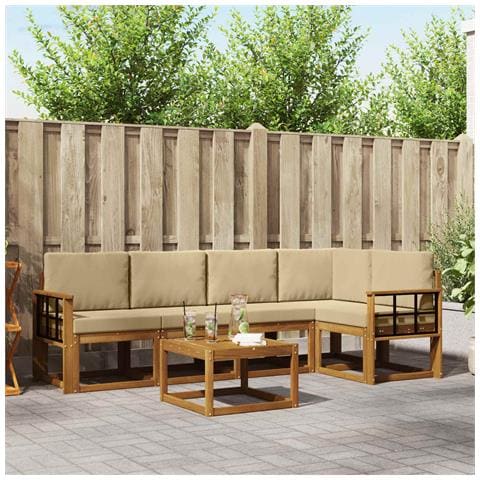 Set di divani con cuscino 6 pcs Naturale e Beige - Foto 2