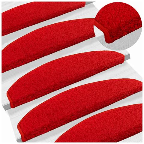 Tappetini per scale autoadesivi 15 pcs Rosso 80 x 24,5 x 3,5 cm - Foto 2