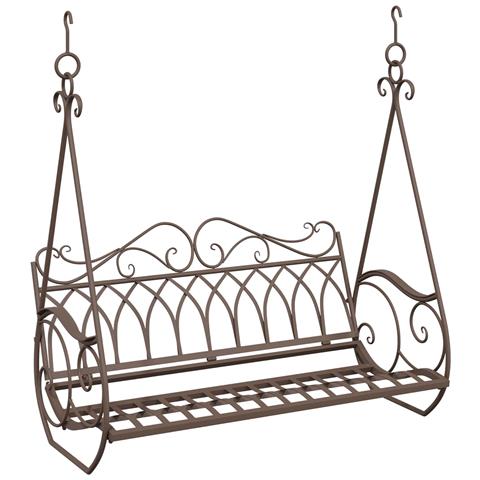 Panchina a Dondolo Acciaio 112 x 60 x 126,5 cm Marrone Antico - Foto 1