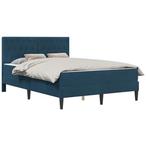 Struttura letto con materasso Blu 120 x 200 cm Velluto - Foto 1