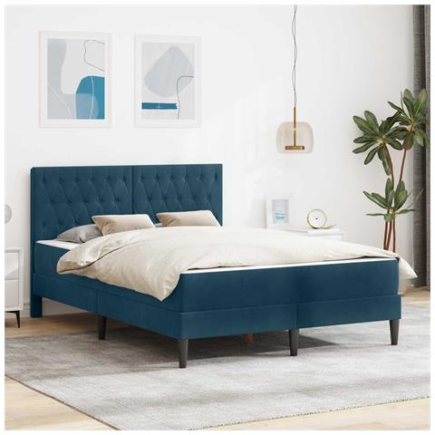 Struttura letto con materasso Blu 120 x 200 cm Velluto - Foto 2