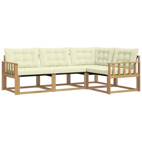 Set di divani da esterno con cuscino 4 pcs Bianco e Crema - Foto 1