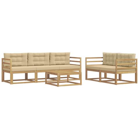 Set di divani da esterno con cuscino 6 pcs Bianco e Beige - Foto 1