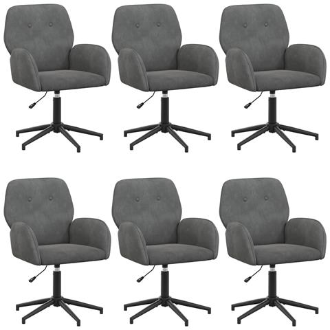 Sedie da scrivania girevoli 6 pz 54 x 55 x 90 cm Grigio Scuro - Foto 1