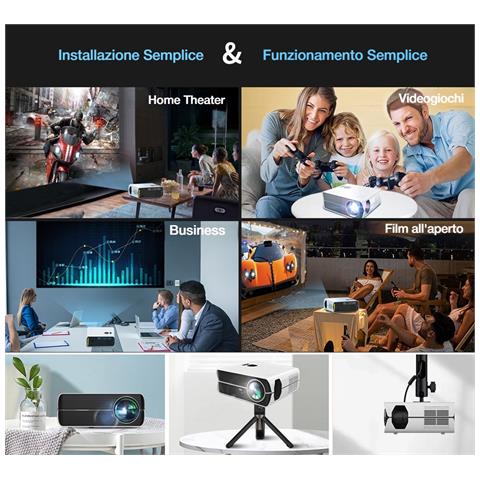 Videoproiettore Wi-fi 5g, Full Hd 1080p, 10000 Lumen, Mirroring Schermo, Risoluzione 4k Supportata, Rapporto Di Contrasto 20000:1, Schermo Massimo 300 Pollici - Foto 4