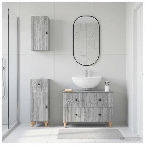 Set di armadietti da bagno in 3 pezzi ALKMAAR Sonoma grigio - Foto 2