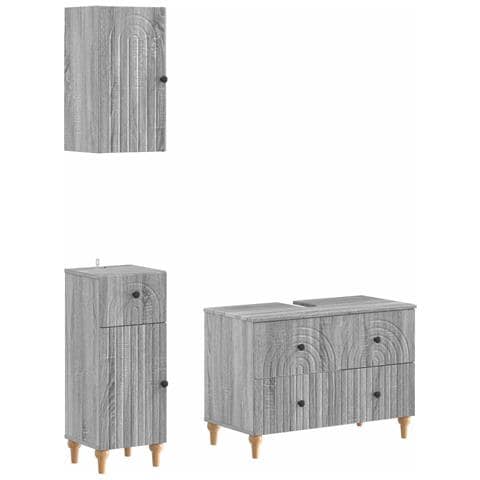 Set di armadietti da bagno in 3 pezzi ALKMAAR Sonoma grigio - Foto 1