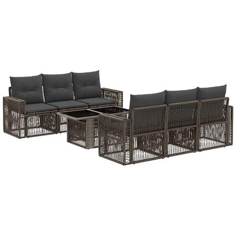 Set Divano da Giardino 7 pz Grigio e Grigio Scuro polyrattan - Foto 1