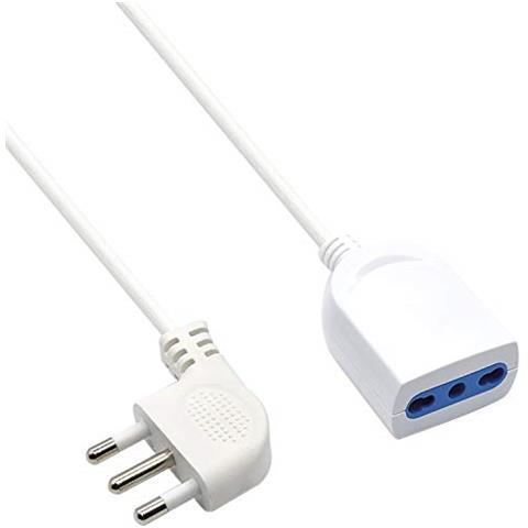 Prolunga alimentazione (M) angolato (F) - 16 A - 3 m - bianco  - Foto 1