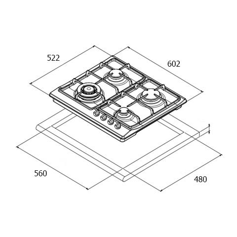 Piano Cottura P604LLAGX a Gas 4 Fuochi Gas Colore Acciaio Inox - Foto 2