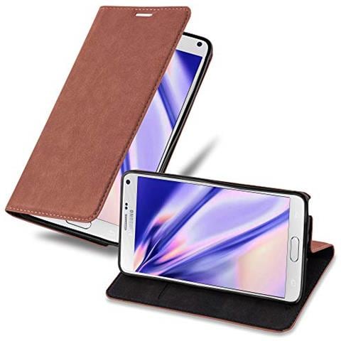 Custodia Compatibile Con Samsung Galaxy Note 4 In Marrone Cappuccino - Coperchio Protettiva Con Chiusura Magnetica, Funzione Stand E Tasca Per Le Carte - Foto 1