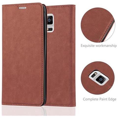 Custodia Compatibile Con Samsung Galaxy Note 4 In Marrone Cappuccino - Coperchio Protettiva Con Chiusura Magnetica, Funzione Stand E Tasca Per Le Carte - Foto 9