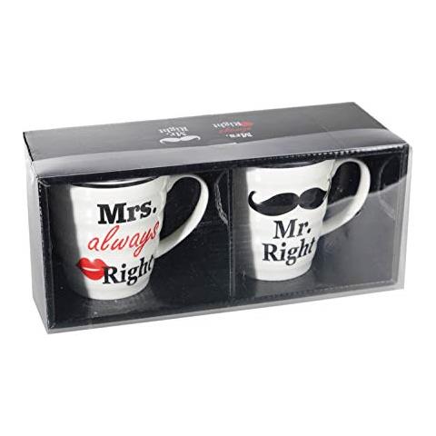 Out Of The Blu Tazza In Porcellana, Mr & Mrs Sempre Destra Destra, 10 X 9 Cm - Foto 2