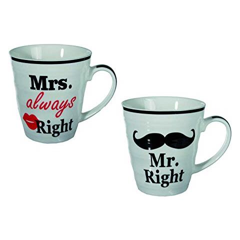 Out Of The Blu Tazza In Porcellana, Mr & Mrs Sempre Destra Destra, 10 X 9 Cm - Foto 1