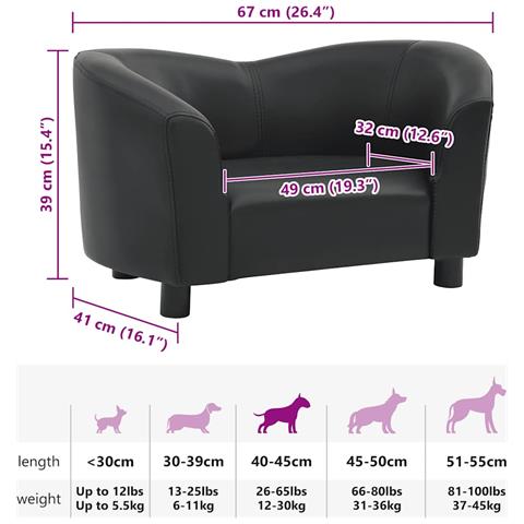Divano per Cani Nero 67x41x39 cm in Similpelle - Foto 8