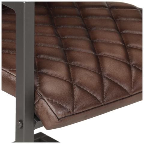 Sedie Da Pranzo A Sbalzo 2 Pz Marroni In Vera Pelle - Foto 2