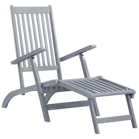 Sdraio da Esterni con Poggiapiedi e Cuscino Massello d'Acacia - Foto 2