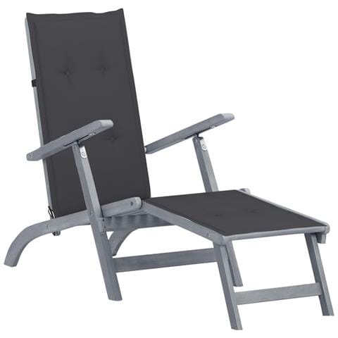 Sdraio da Esterni con Poggiapiedi e Cuscino Massello d'Acacia - Foto 1