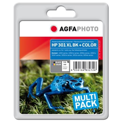 APHP301XLSET Cartuccia Ink Compatibile Nero Ciano Magenta Gialla per HP Deskjet 10XX / 15XX Envy 4502 Officejet 26XX Capacità 530 Pagine - Foto 1