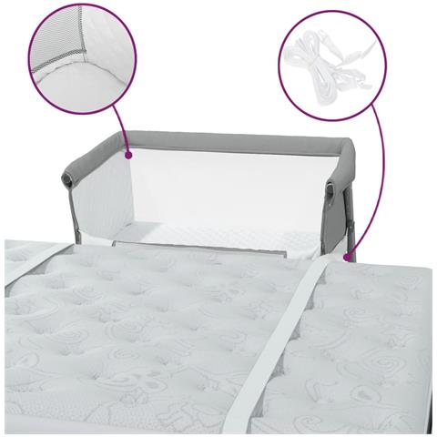 Lettino Per Bambini Con Materasso Grigio Chiaro Tessuto Di Lino - Foto 2