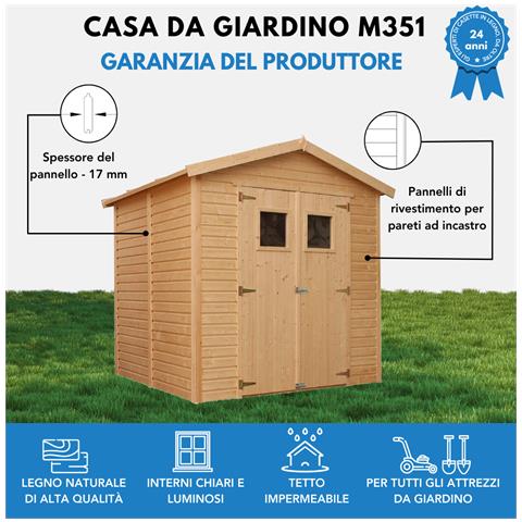 Casa Da Giardino In Legno Naturale H228x222x233 Cm / 4,2 M²- Magazzino Esterno Con Finestre - Capanno Da Giardino - Timbela M351 - Foto 7